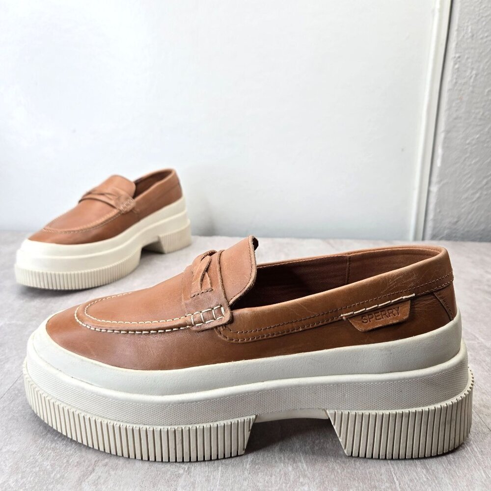 Sperry Women's Tan Platform Penny Loafers